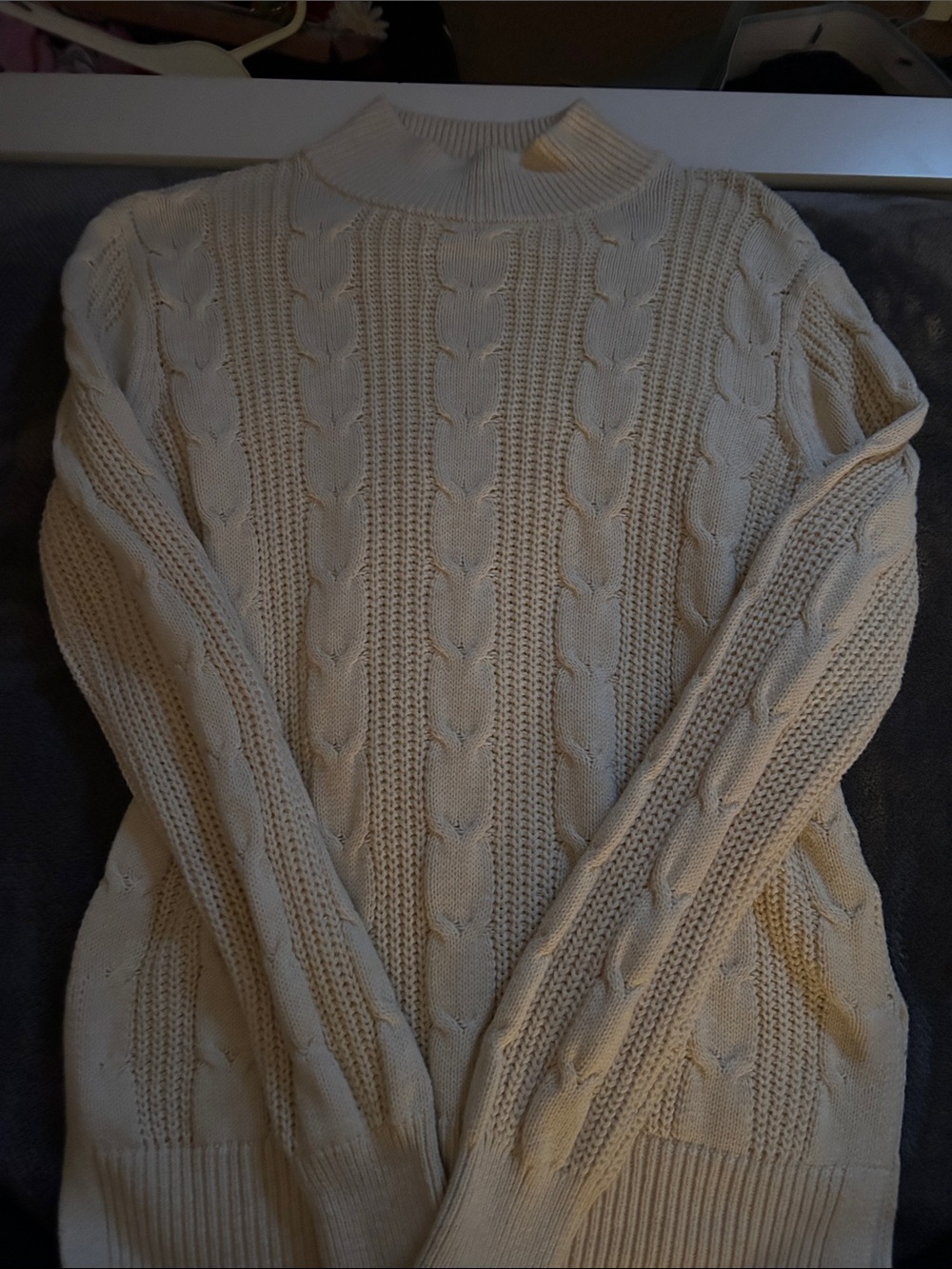 Banana Republic Cream Cable Knit Turtleneck Sweater